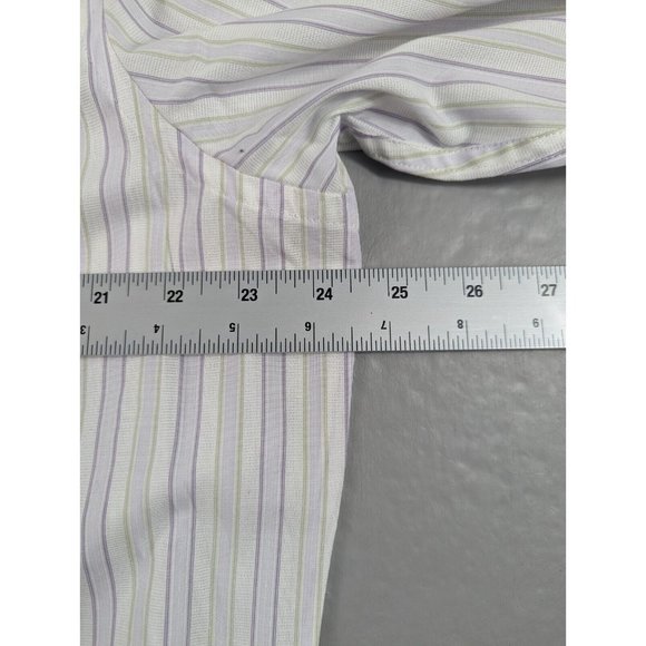 Perry Ellis Men's XL White Vertical Striped Long‎ Sleeve Button Down Shirt - Picture 7 of 9